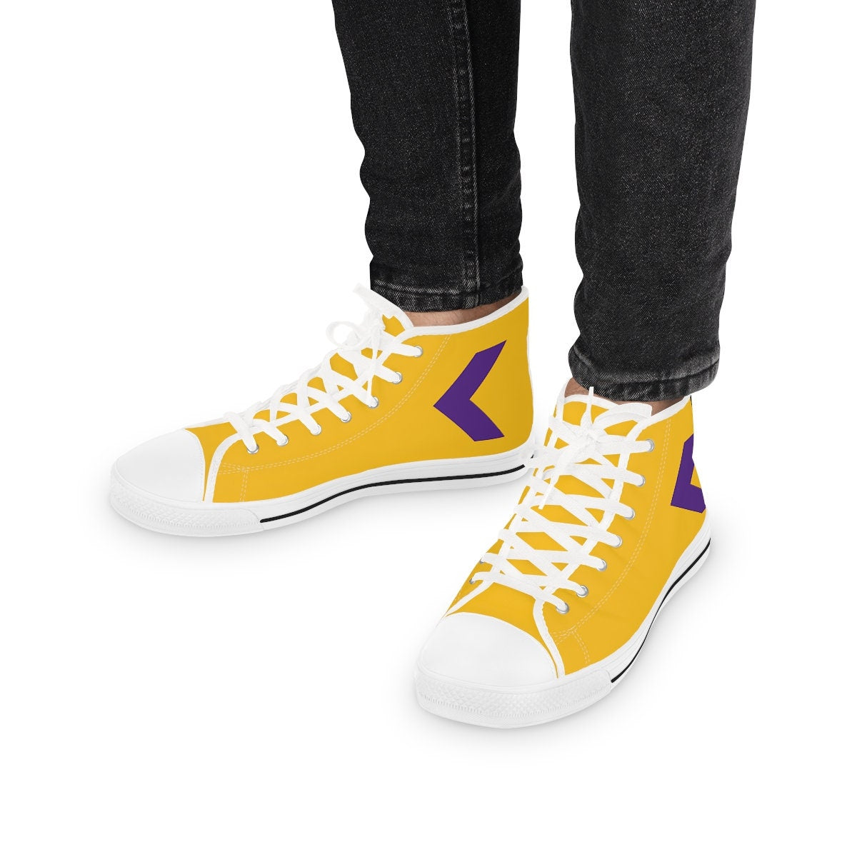 Men's Purple and Gold High Top Sneakers
