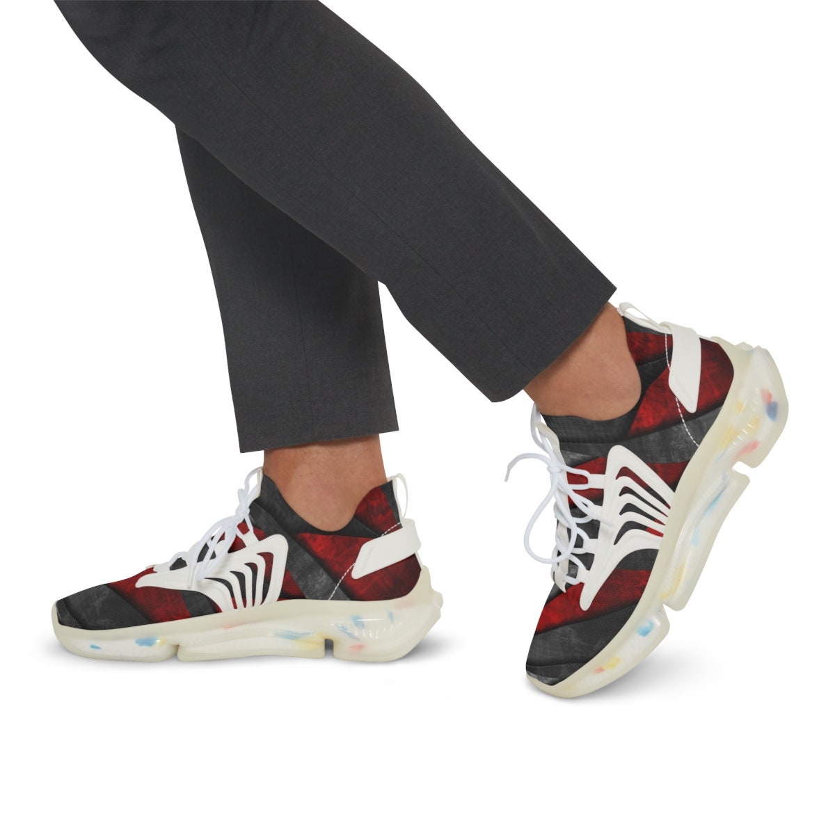Men's Black and Red Sports Sneakers