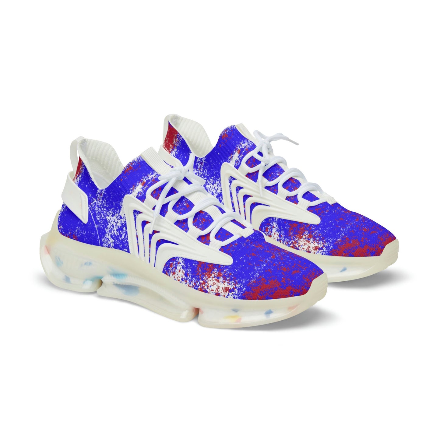 Men's Blue and Red Mesh Sneakers