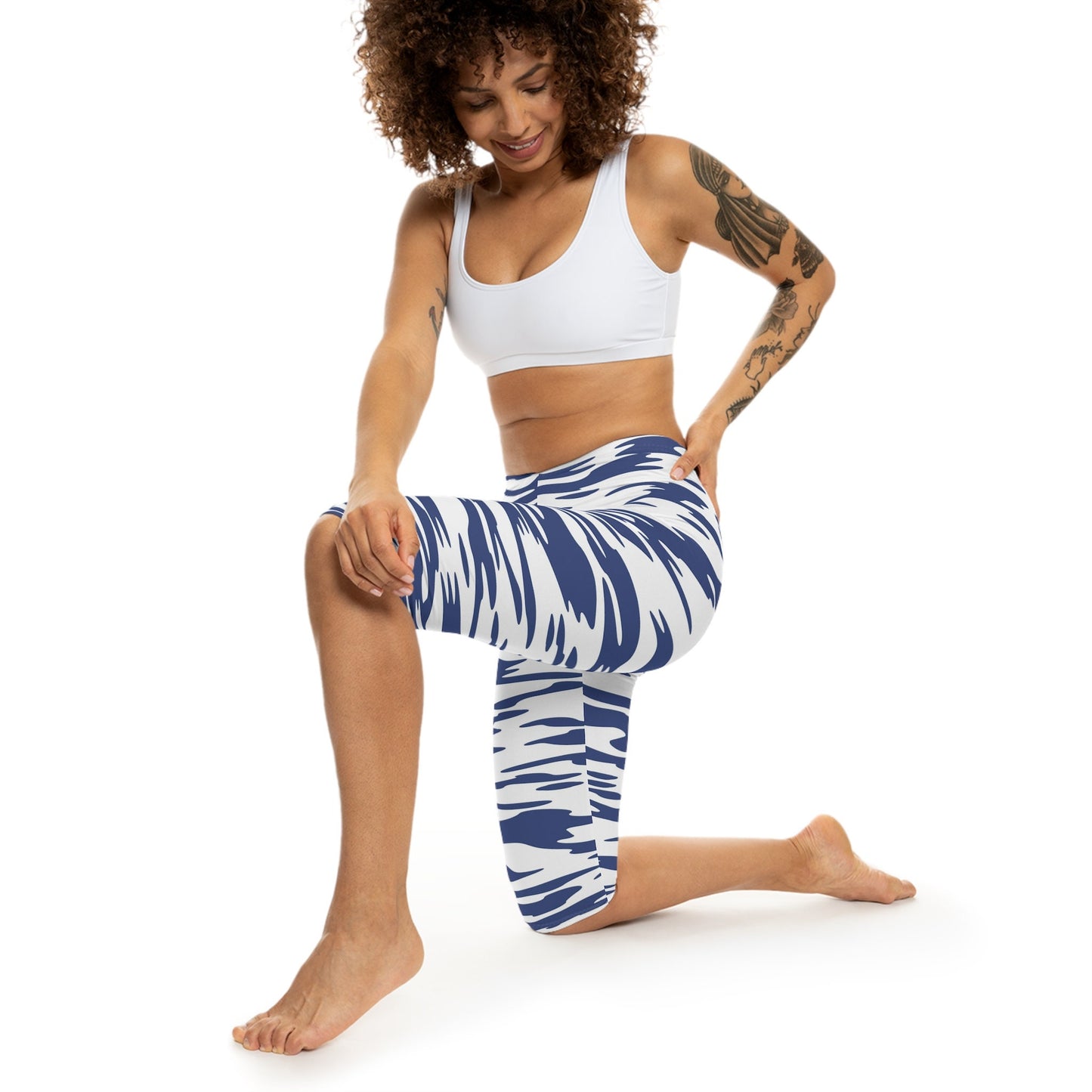Womens Blue Capri Leggings