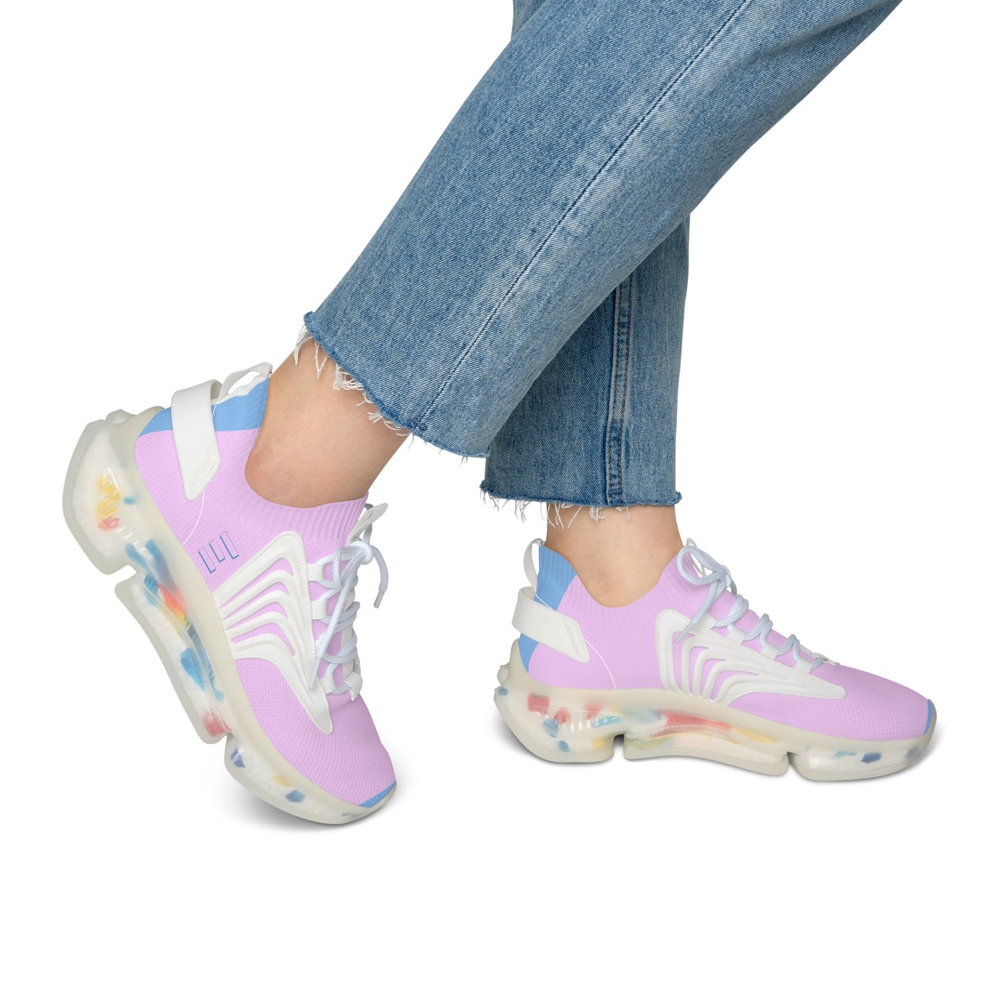 Women's Pink and Blue Exercise Sneakers