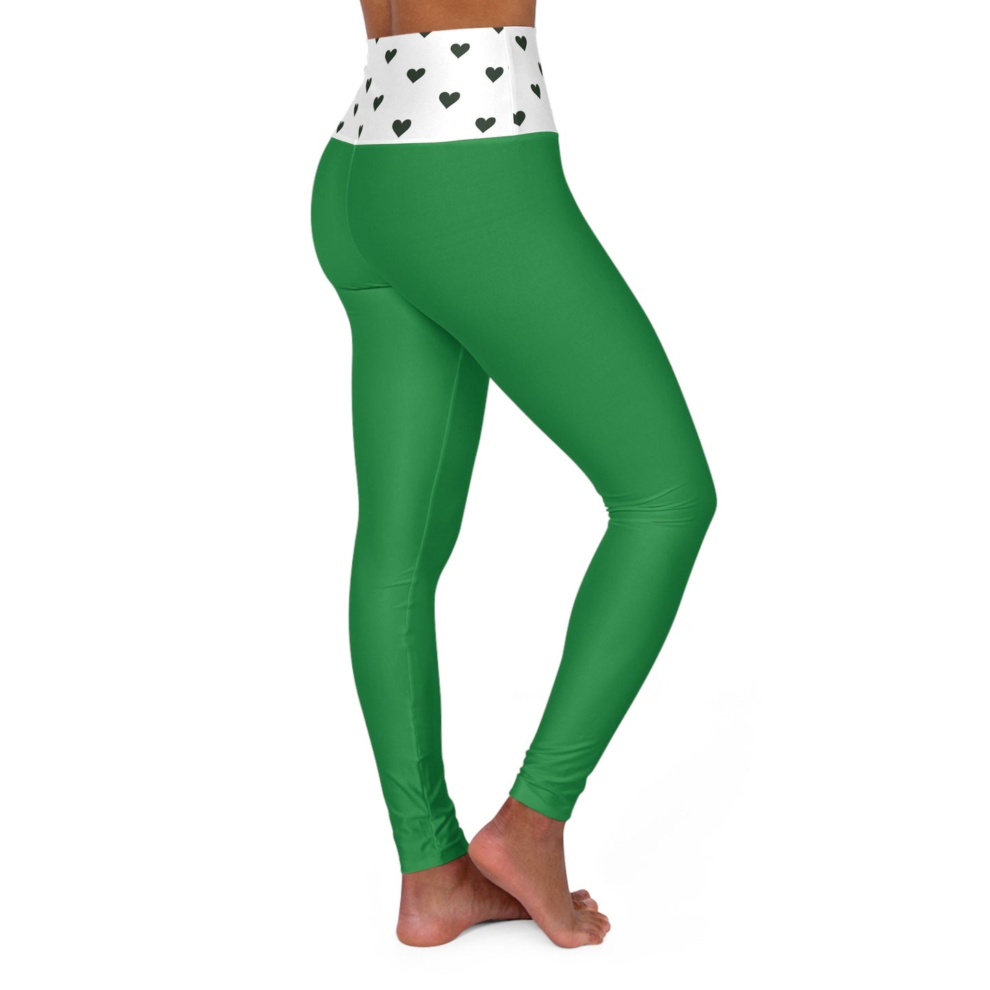 High Waisted Green Yoga Leggings Skinny Fit
