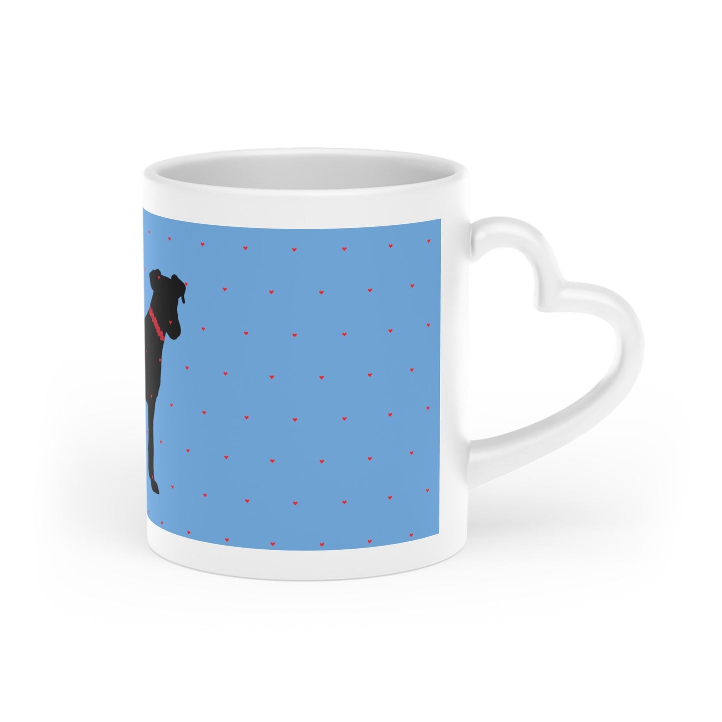 Black Dog Heart-Shaped Mug