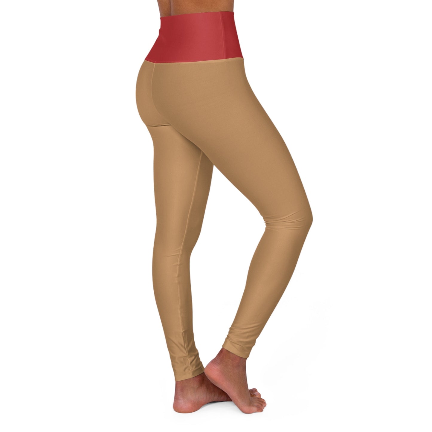 High Waisted Red and Gold Yoga Leggings Size UP