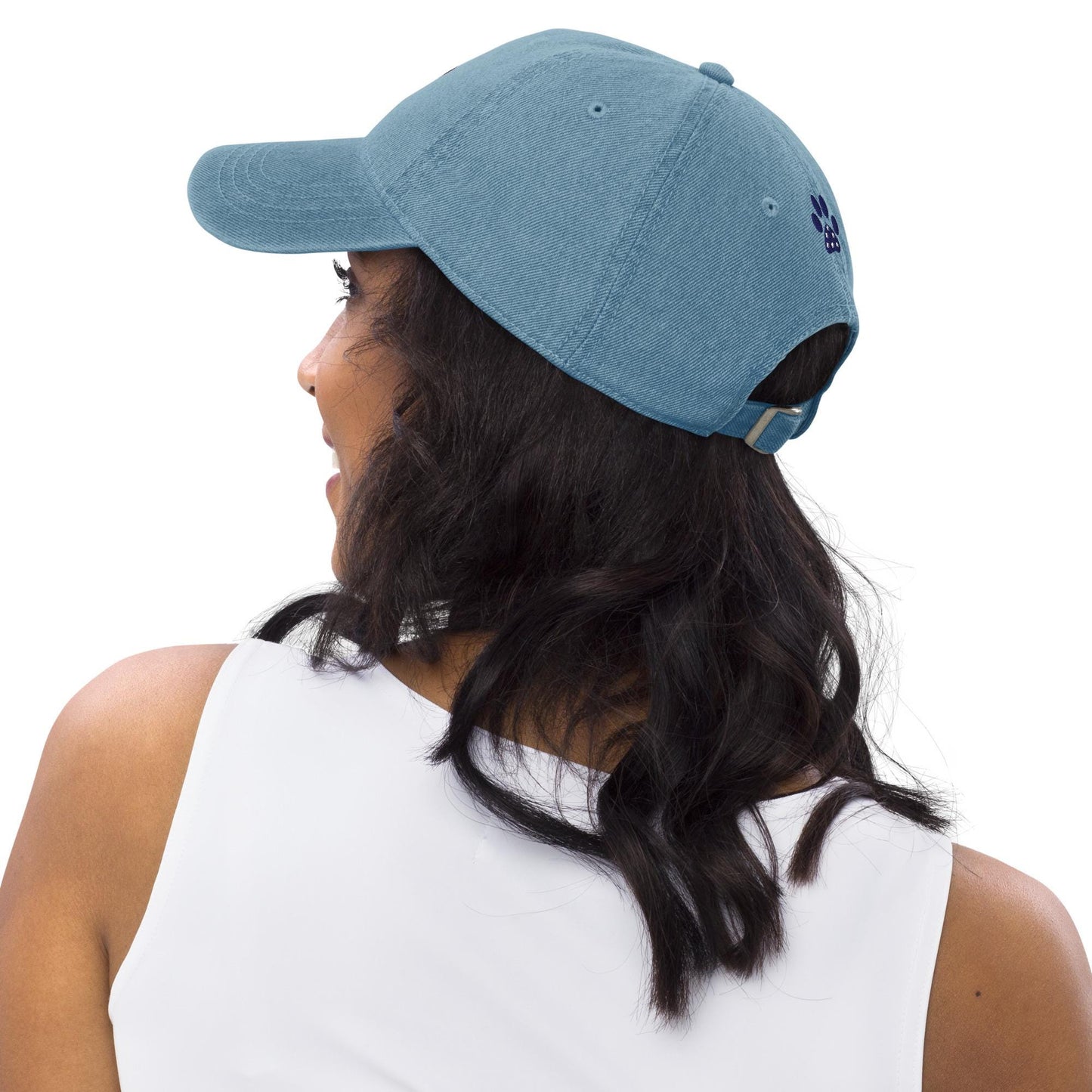 Paw Print Denim Hat: Pigment-Dyed Cotton Cap