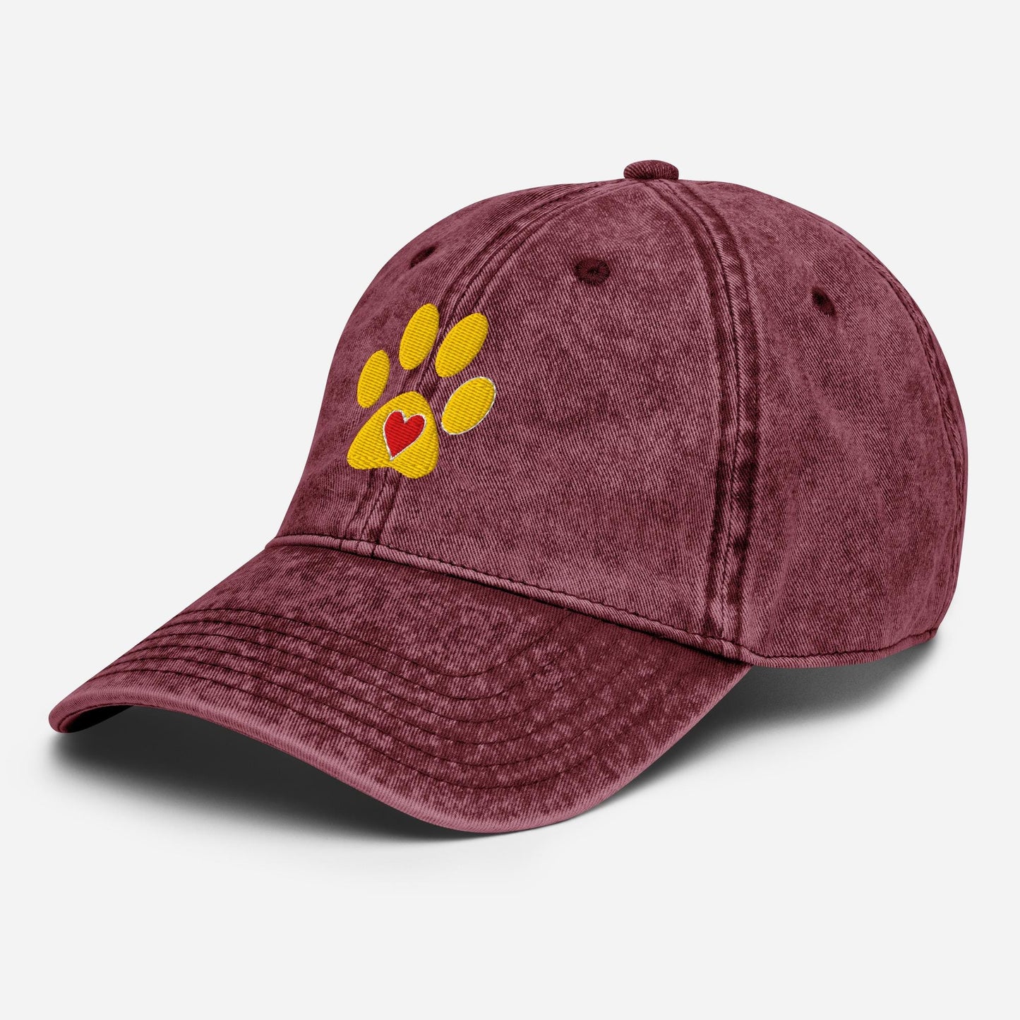 Yellow Lab Paw Print Baseball Hat Vintage Cotton Twill Cap