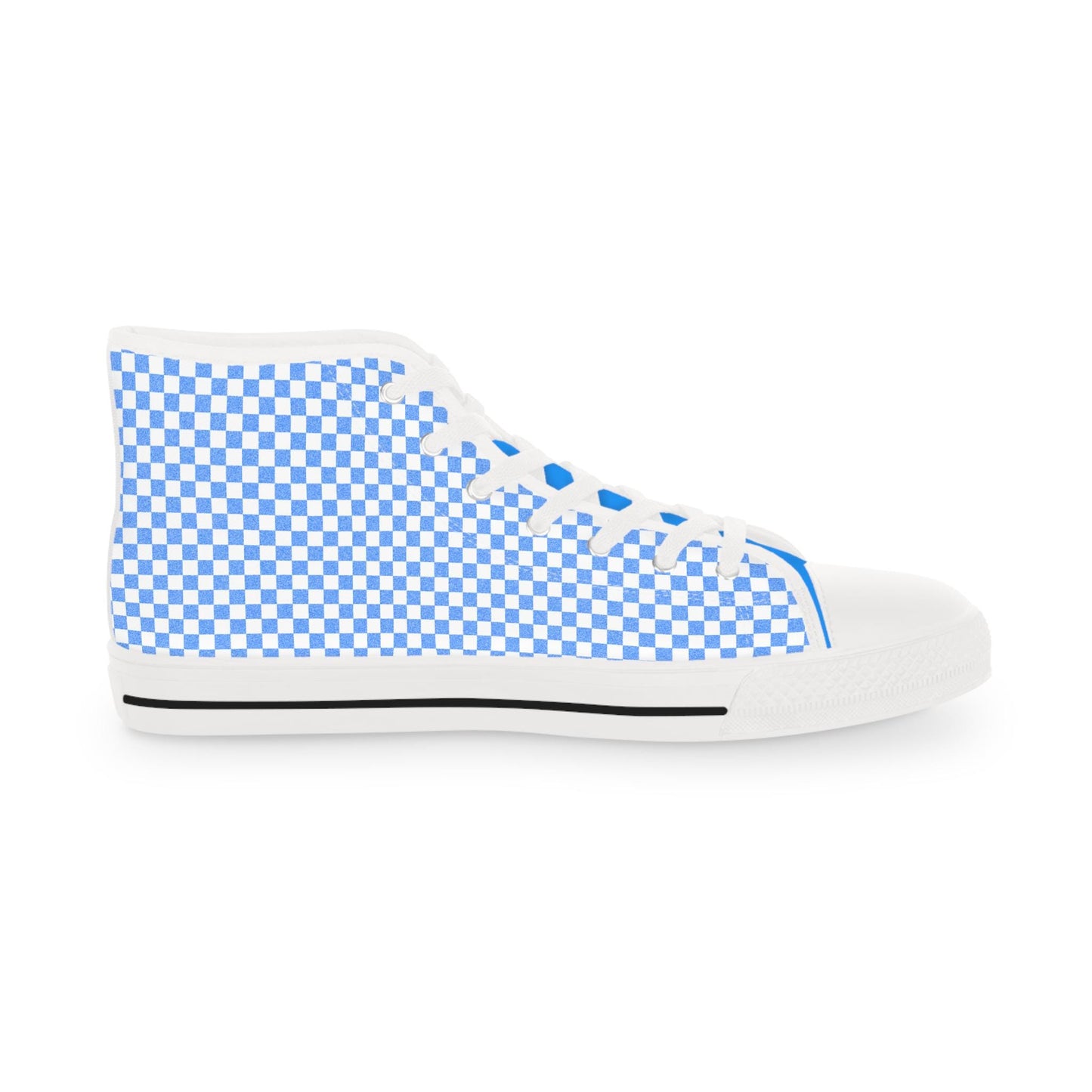Blue Checkered High Top Sneakers: Men's Trendy Skate Shoes