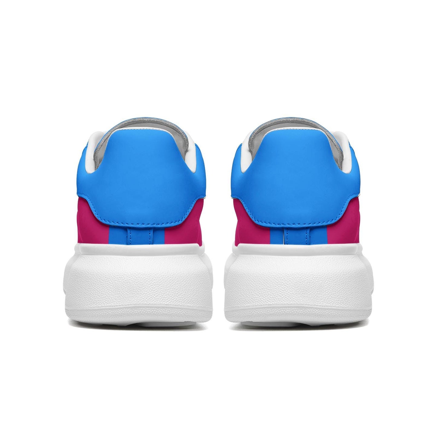 Pink Sneakers Unisex Non Slip Lace Up Faux Leather Sneakers