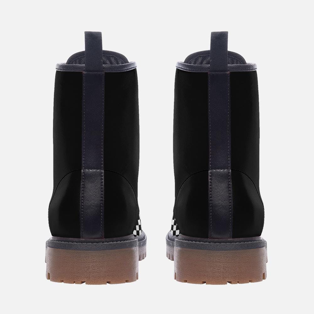 Black Checkered Boots Casual Leather Lightweight boots MT