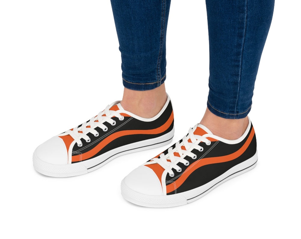 Black and Orange Low Top Sneakers Unisex