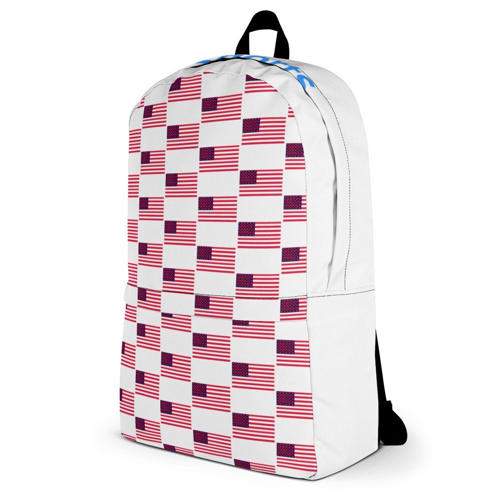 USA backpacks stripes and hearts