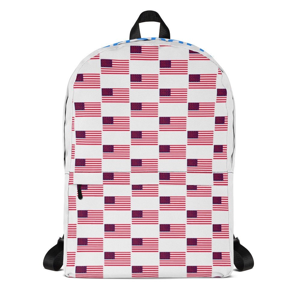 USA backpacks stripes and hearts