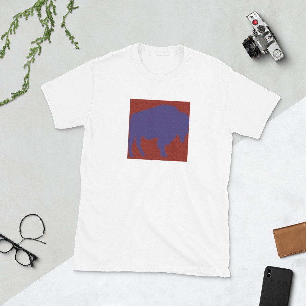 Blue Buffalo On A Red Block Like Design Short-Sleeve Unisex T-Shirt