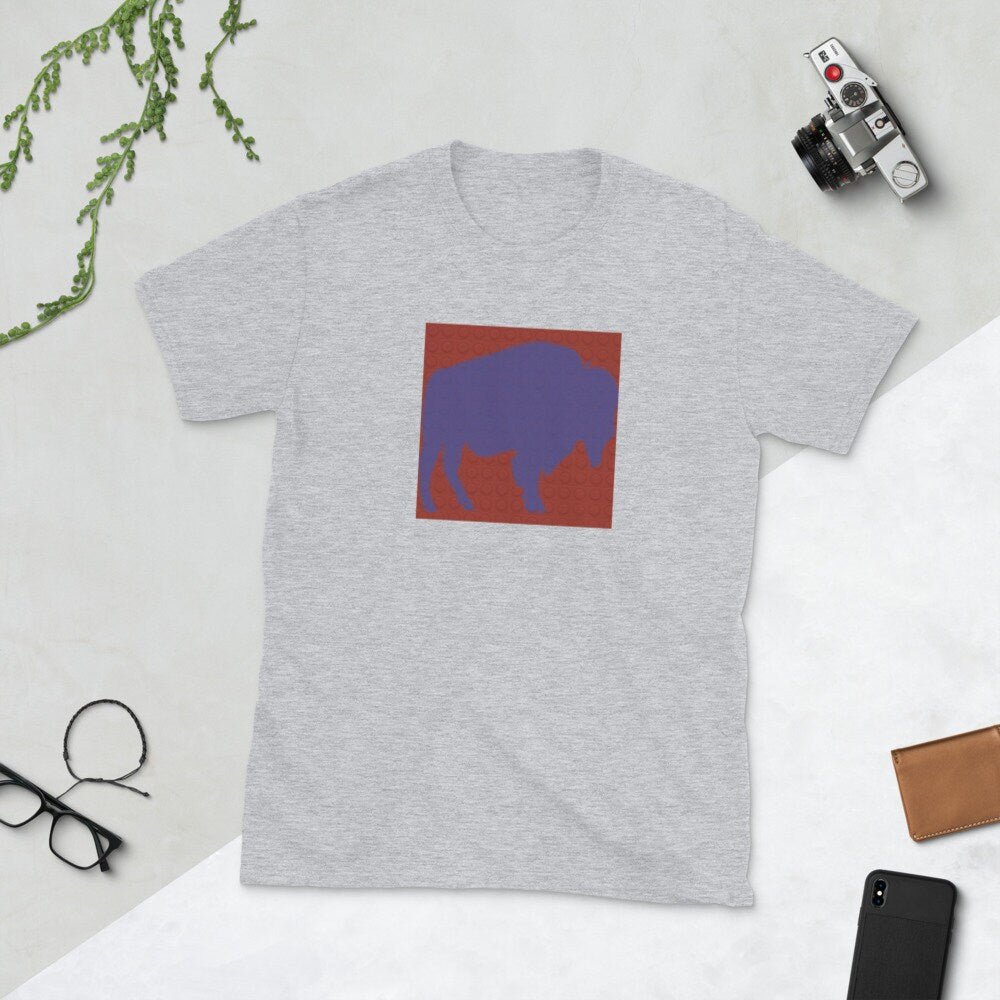 Blue Buffalo On A Red Block Like Design Short-Sleeve Unisex T-Shirt