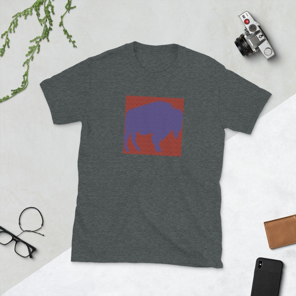 Blue Buffalo On A Red Block Like Design Short-Sleeve Unisex T-Shirt