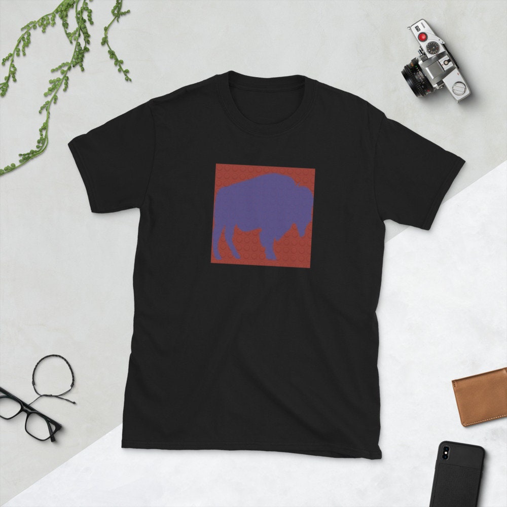 Blue Buffalo On A Red Block Like Design Short-Sleeve Unisex T-Shirt