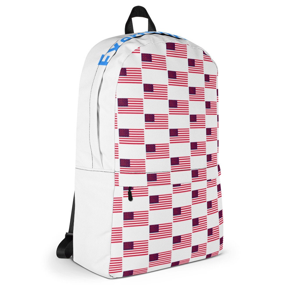 USA backpacks stripes and hearts