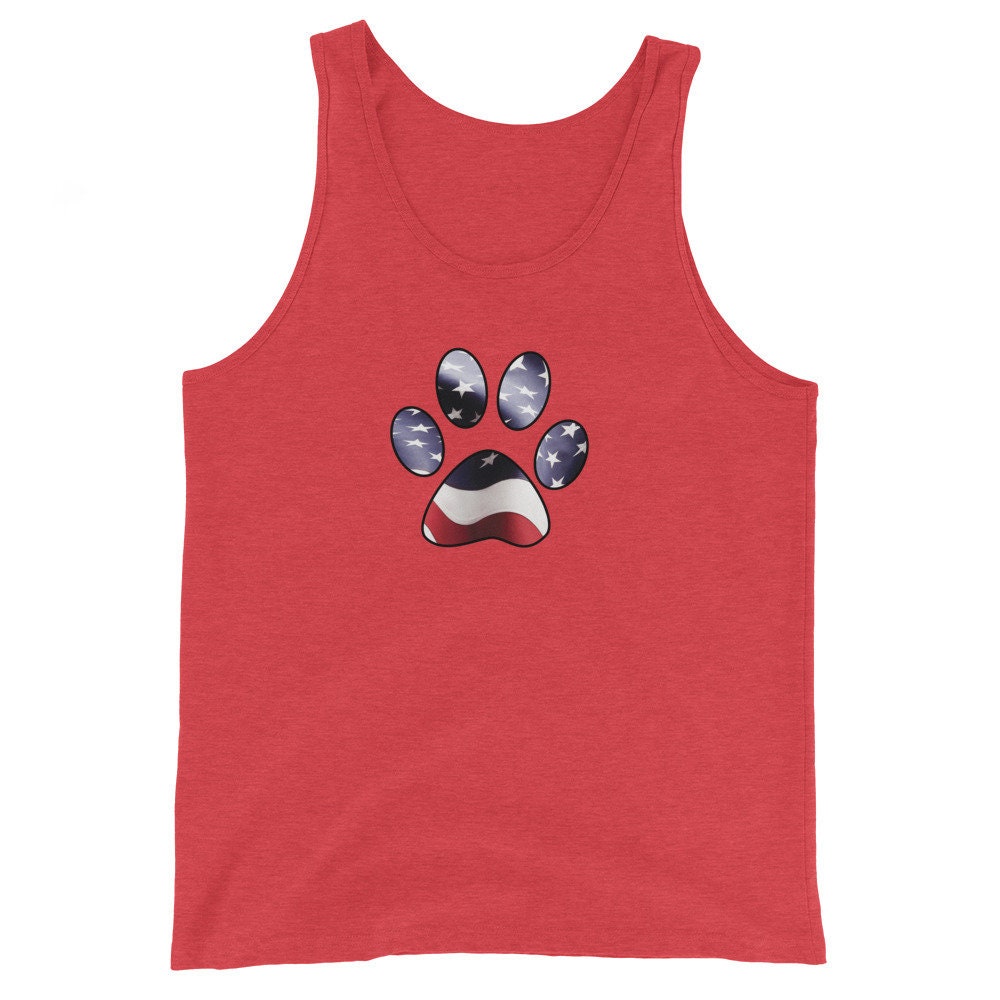 American Flag And Paw Print Unisex Tank Top
