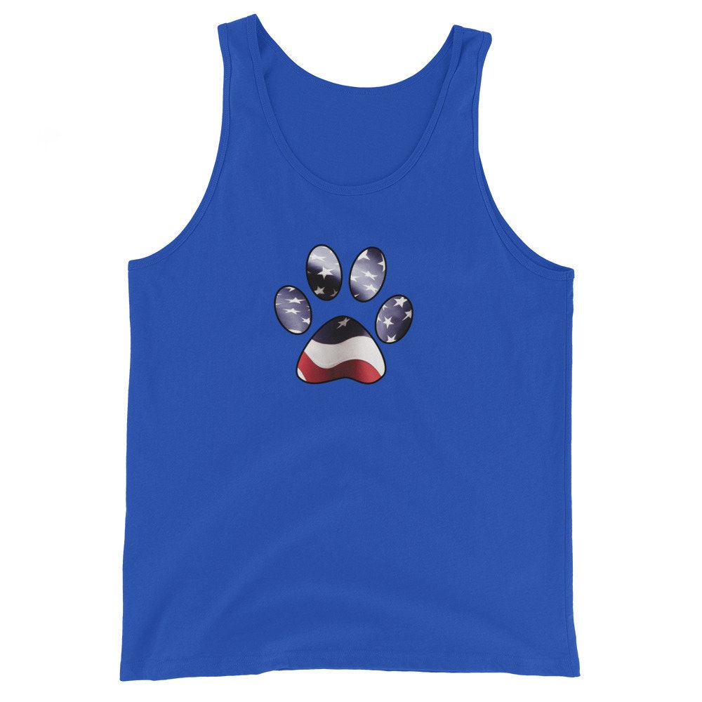 American Flag And Paw Print Unisex Tank Top