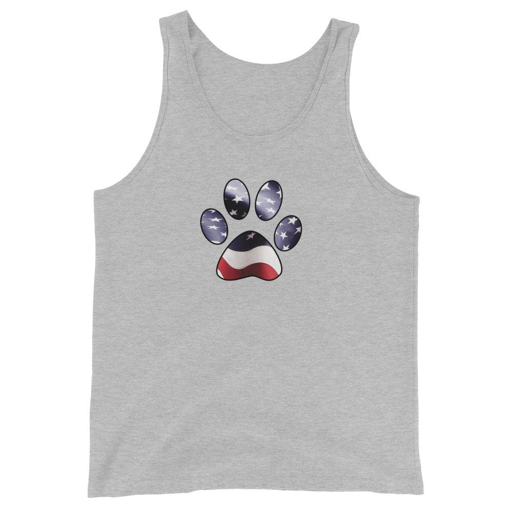 American Flag And Paw Print Unisex Tank Top