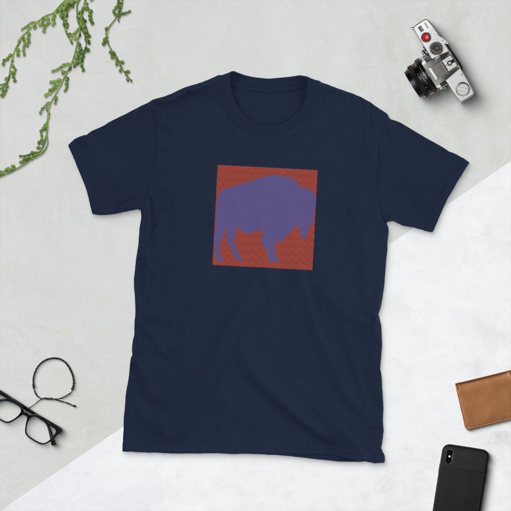 Blue Buffalo On A Red Block Like Design Short-Sleeve Unisex T-Shirt