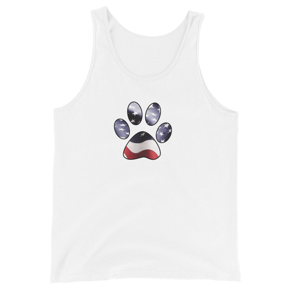 American Flag And Paw Print Unisex Tank Top