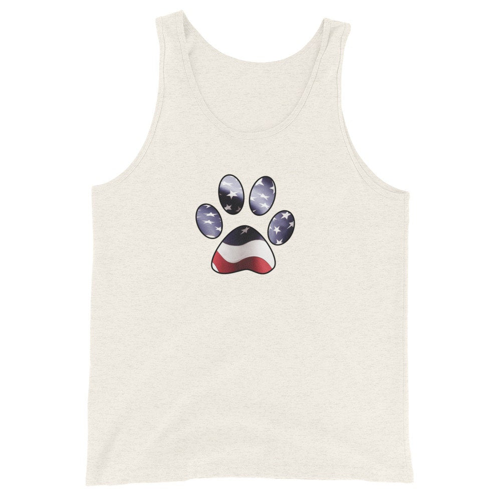 American Flag And Paw Print Unisex Tank Top