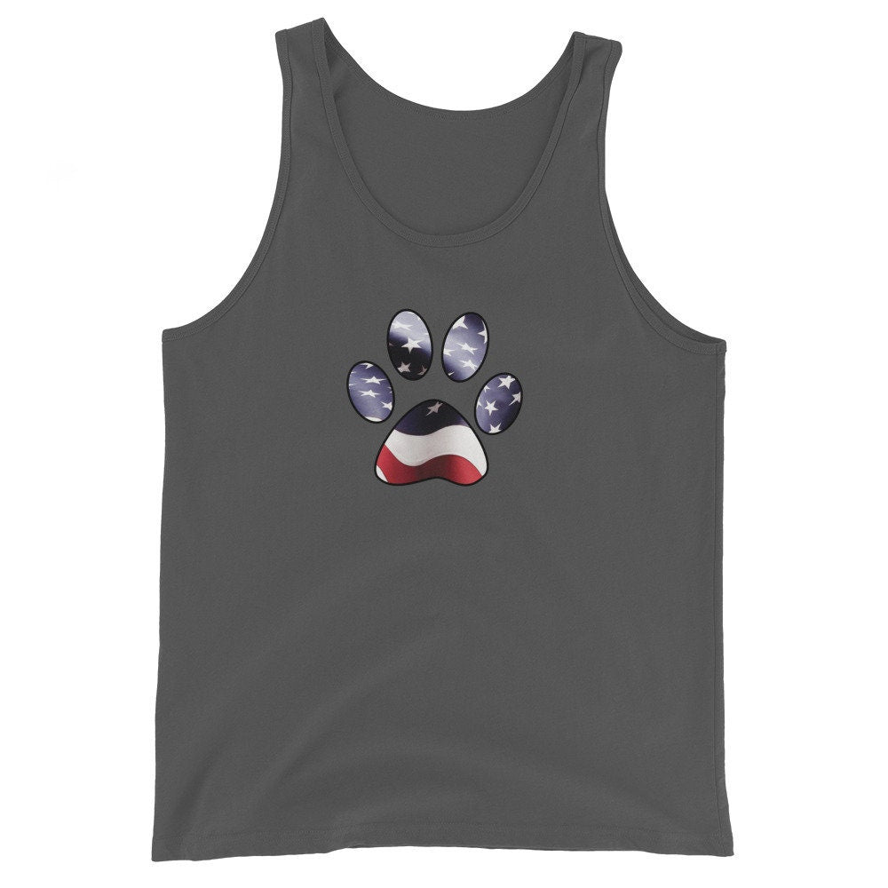 American Flag And Paw Print Unisex Tank Top
