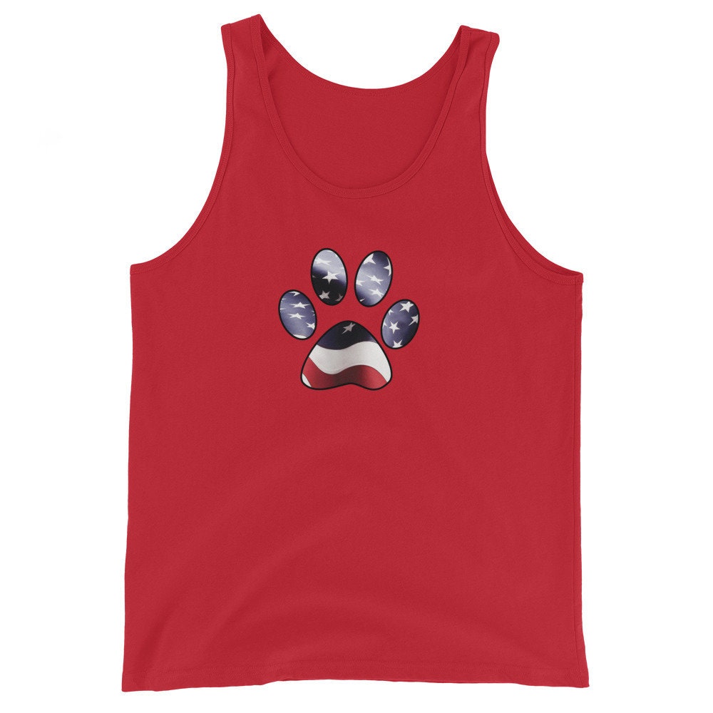 American Flag And Paw Print Unisex Tank Top