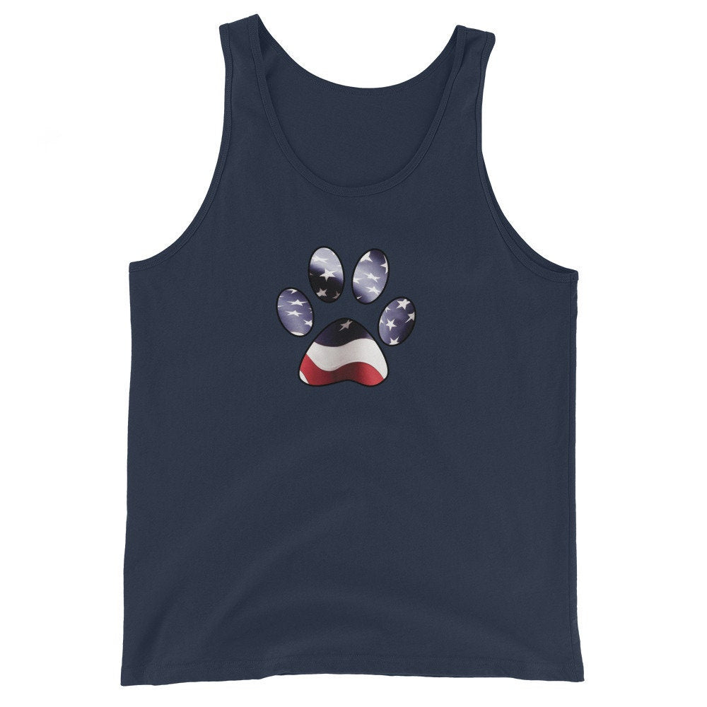 American Flag And Paw Print Unisex Tank Top