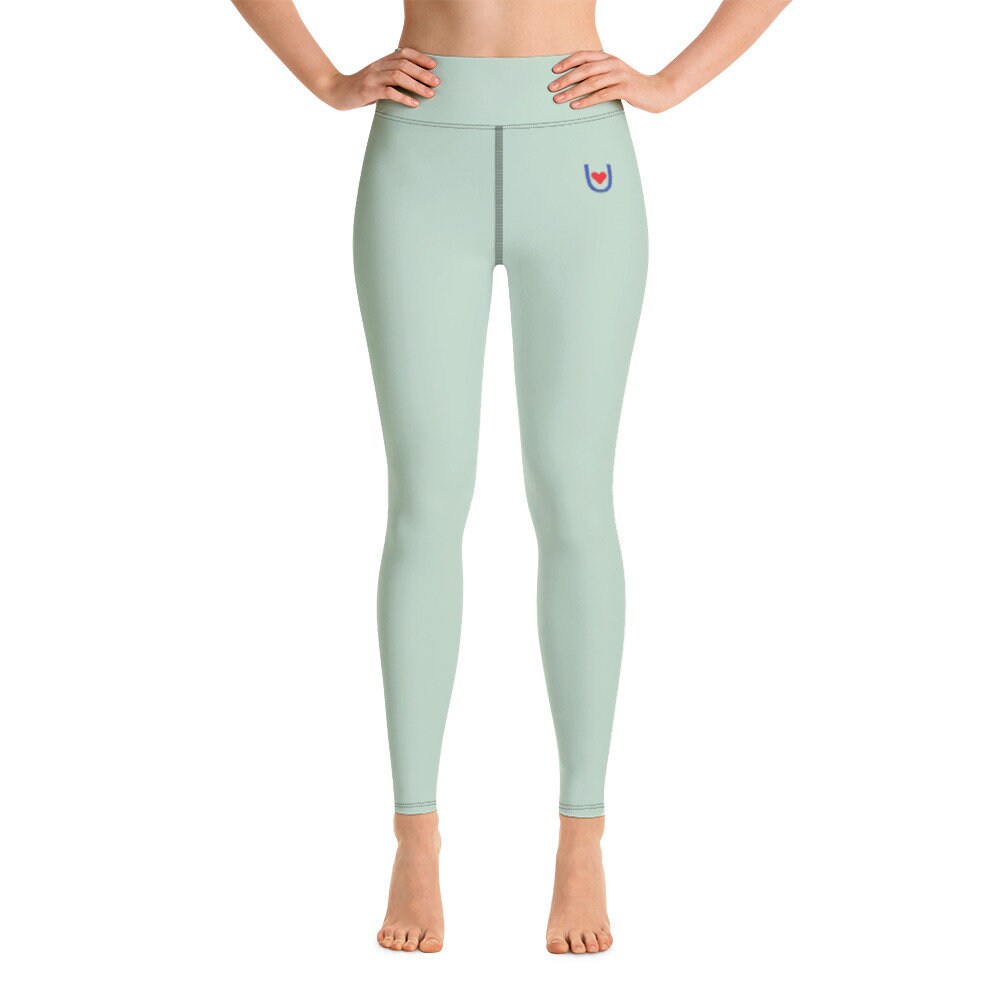 Green Yoga Leggings with heart
