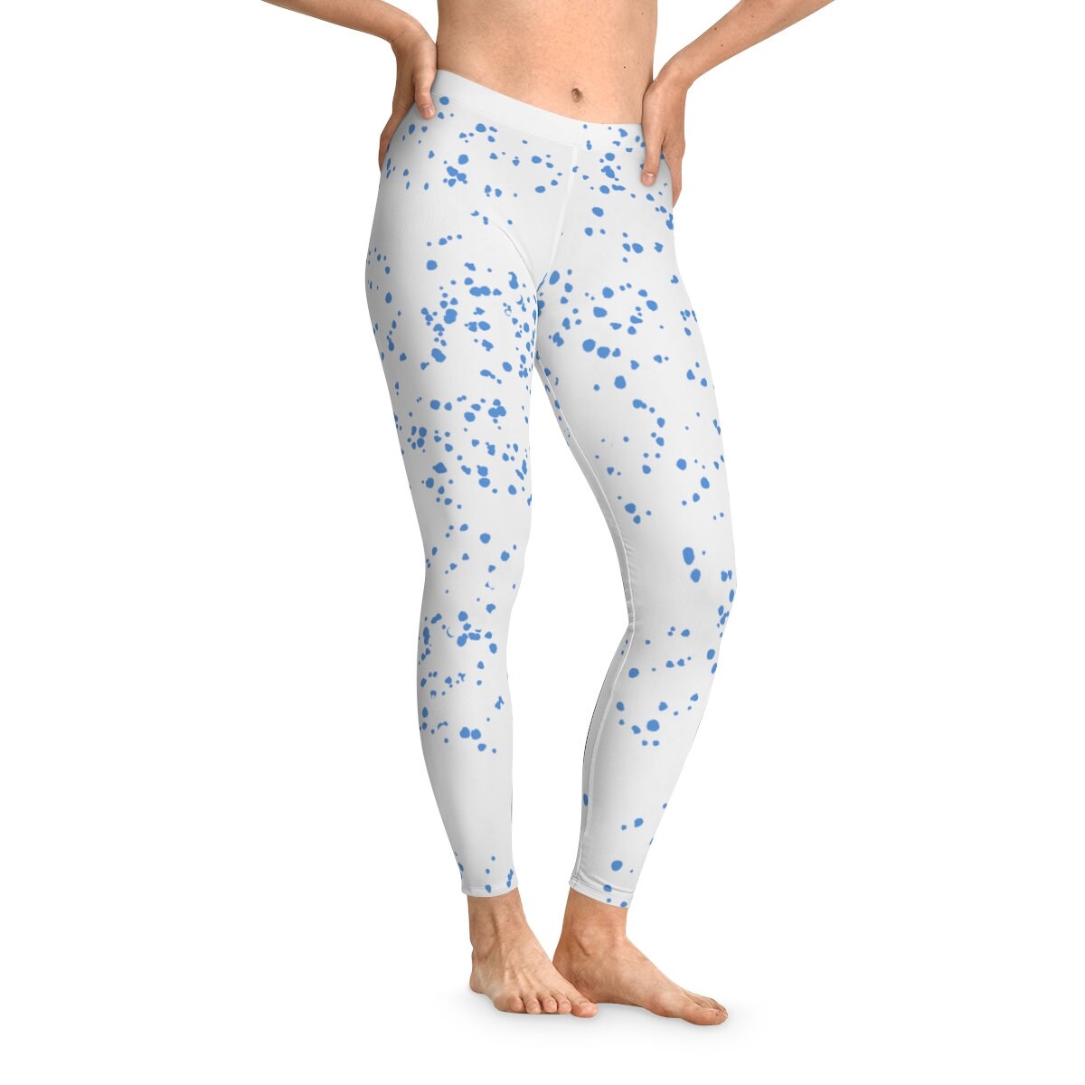 White and Blue Stretchy Leggings