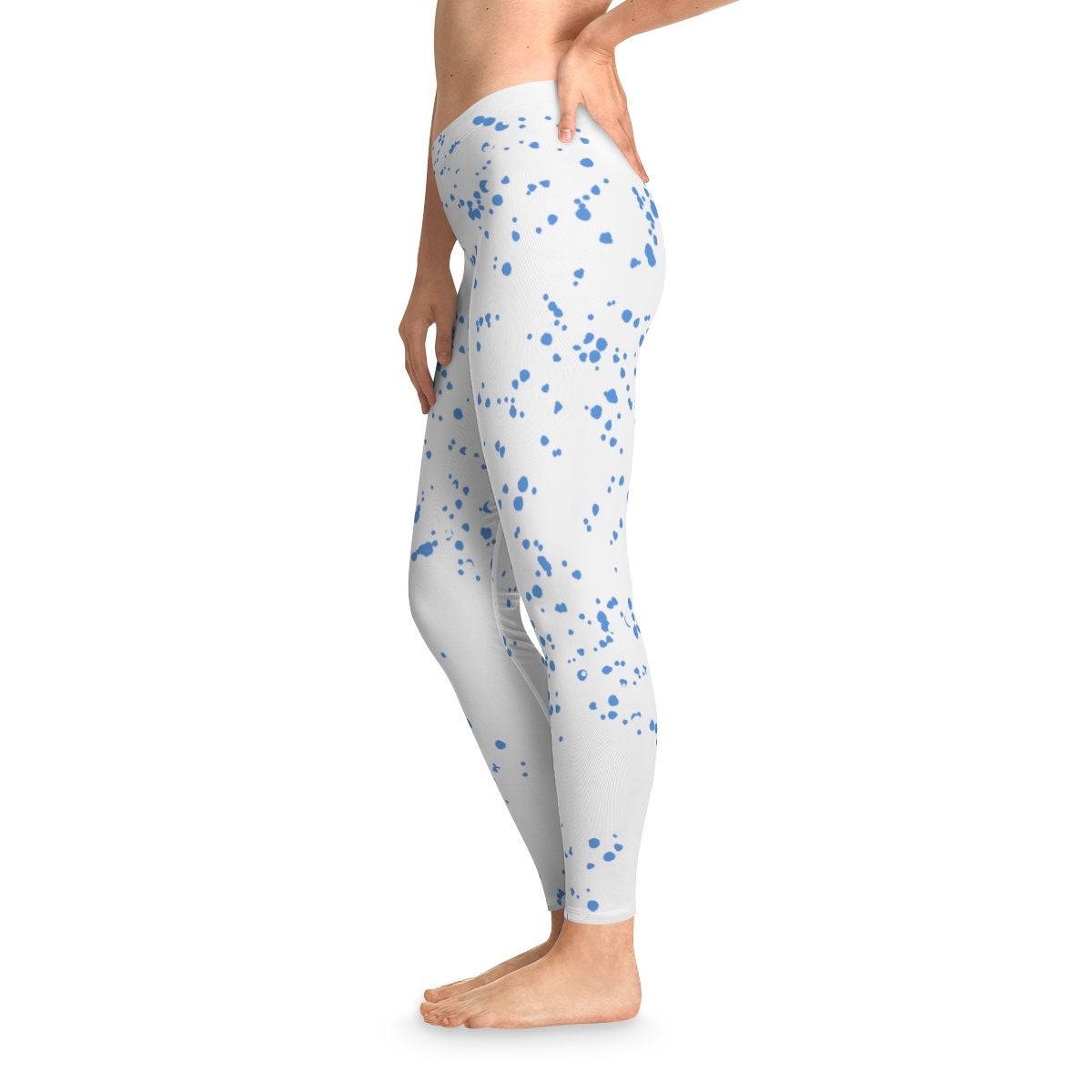 White and Blue Stretchy Leggings