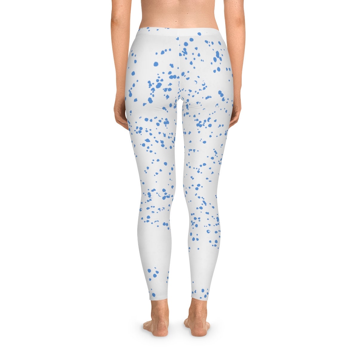 White and Blue Stretchy Leggings