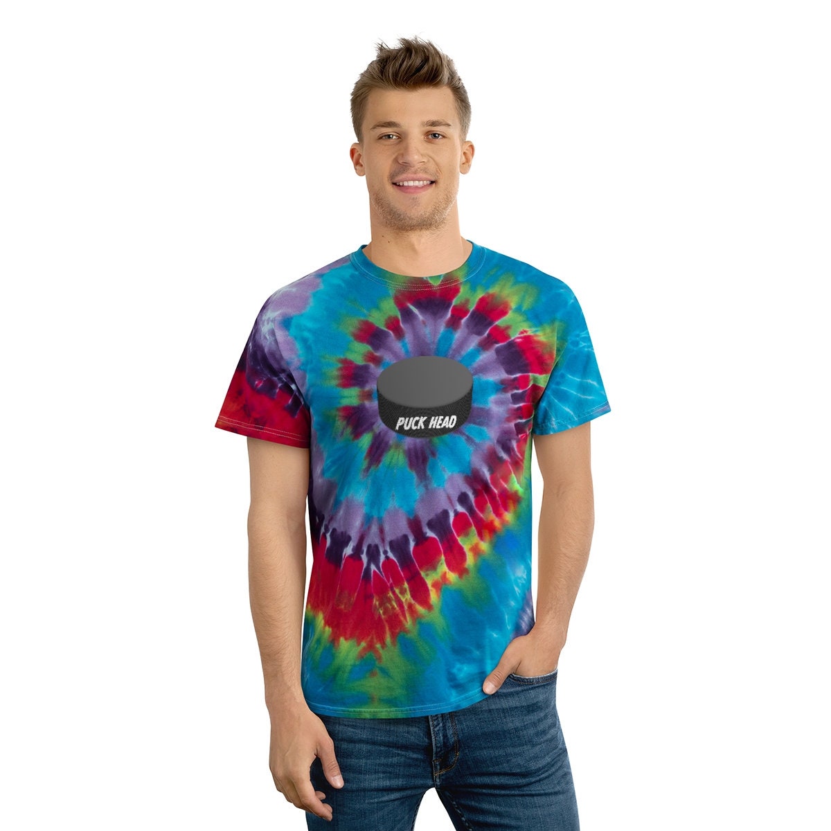 Puck Head Tie-Dye Tee, Spiral T-shirt