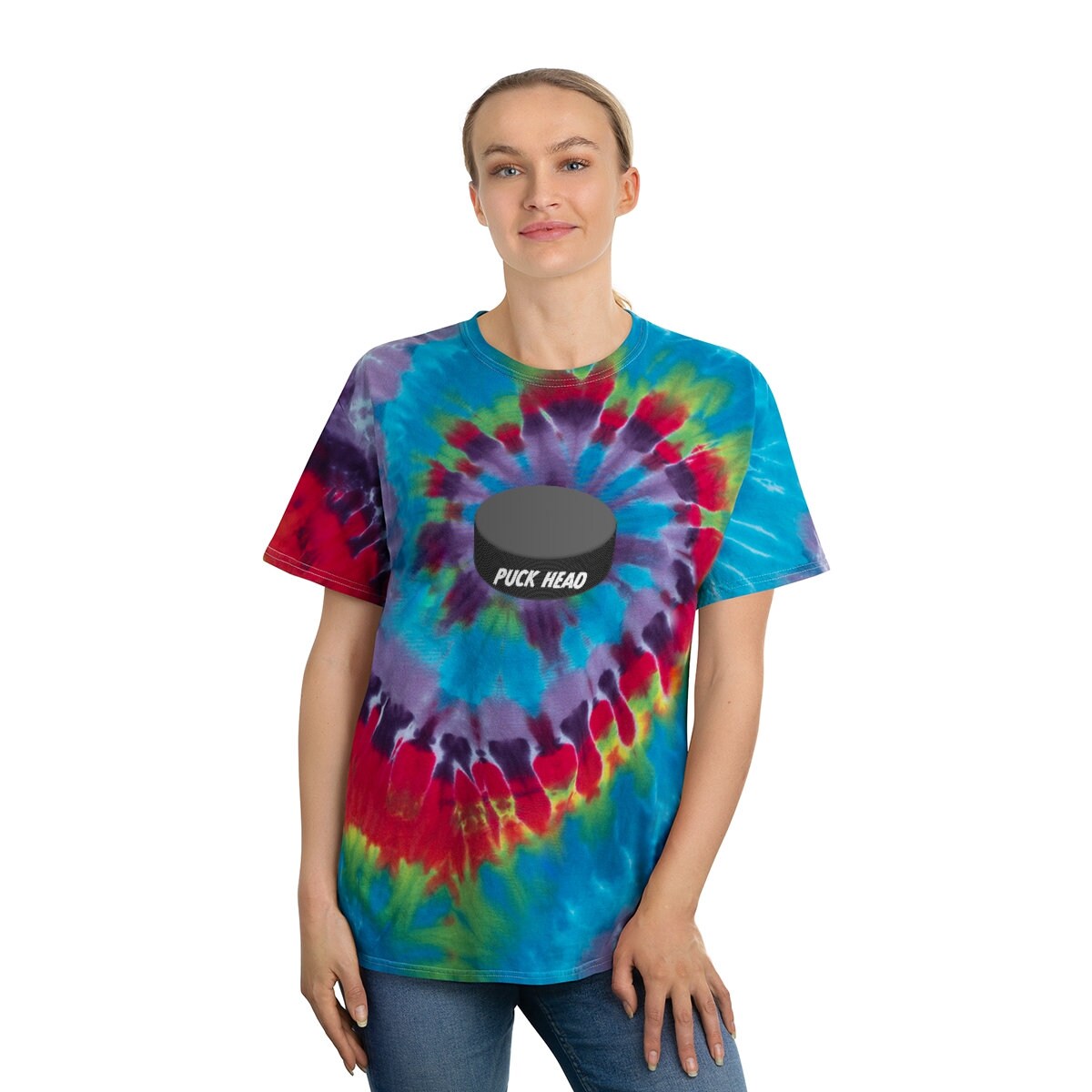 Puck Head Tie-Dye Tee, Spiral T-shirt