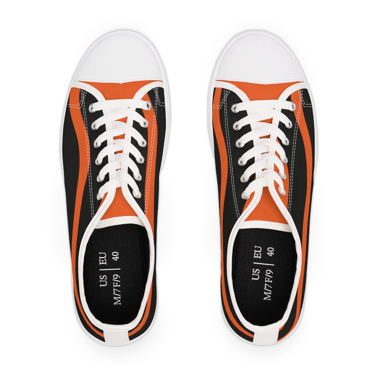 Women's Orange and Black Low Top Sneakers