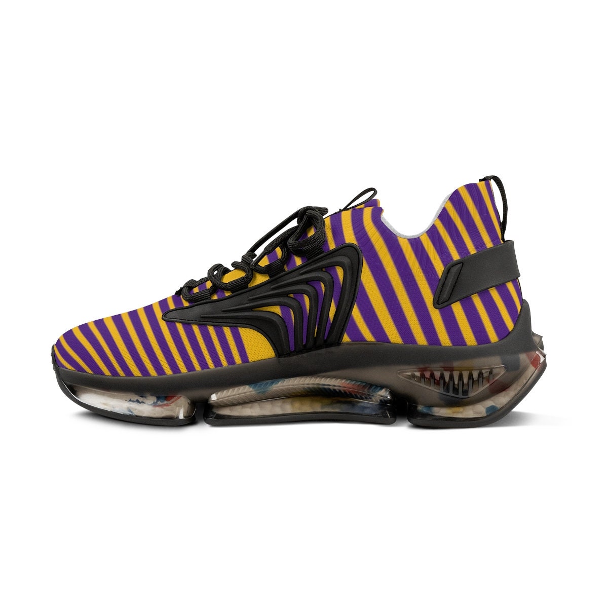 Purple and gold sneakers