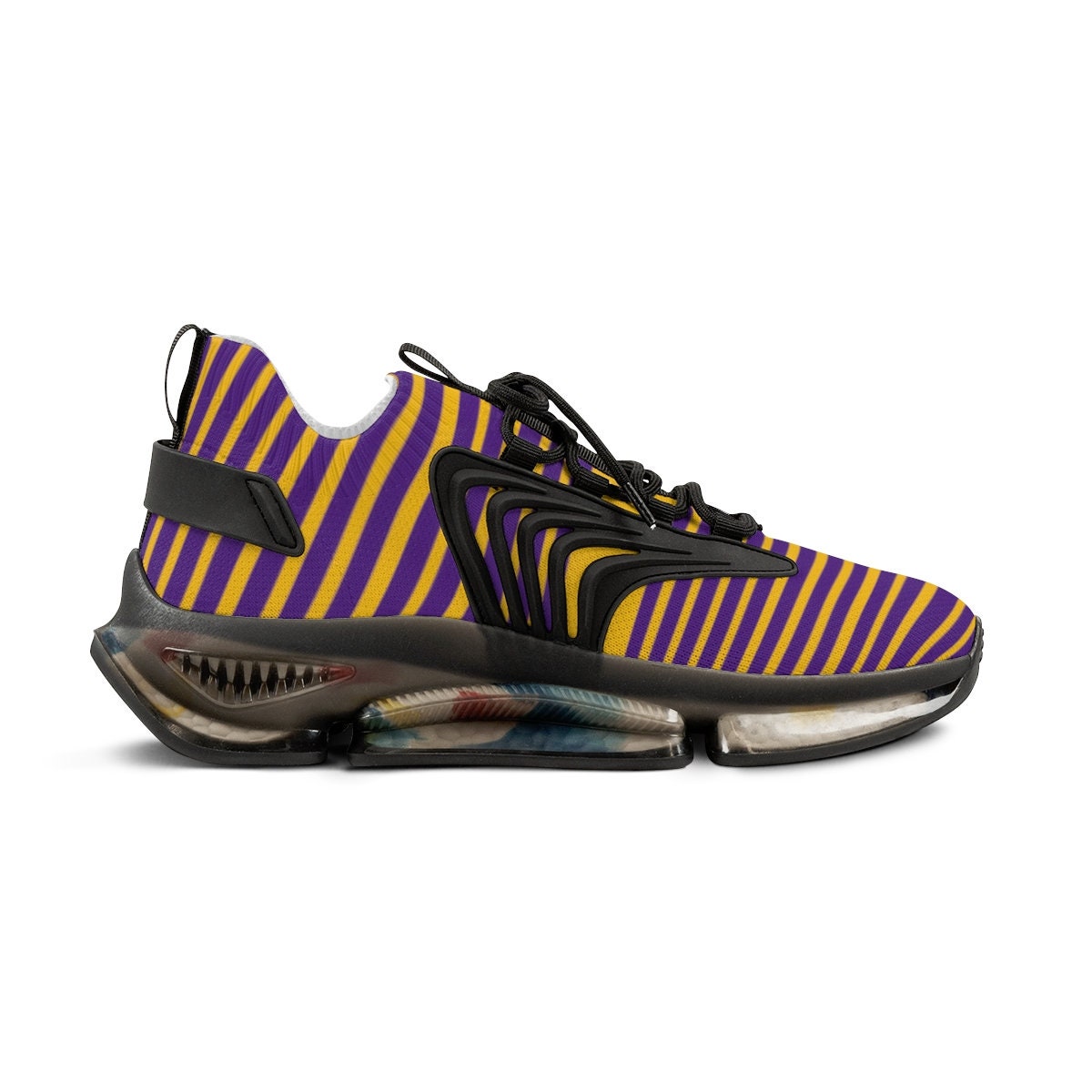 Purple and gold sneakers