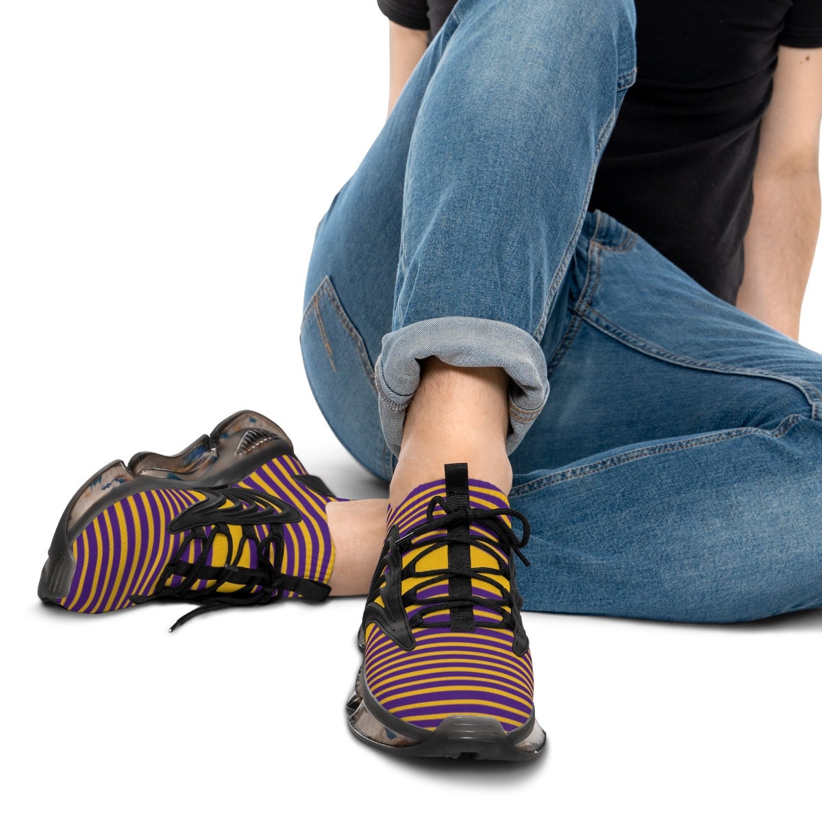 Purple and gold sneakers