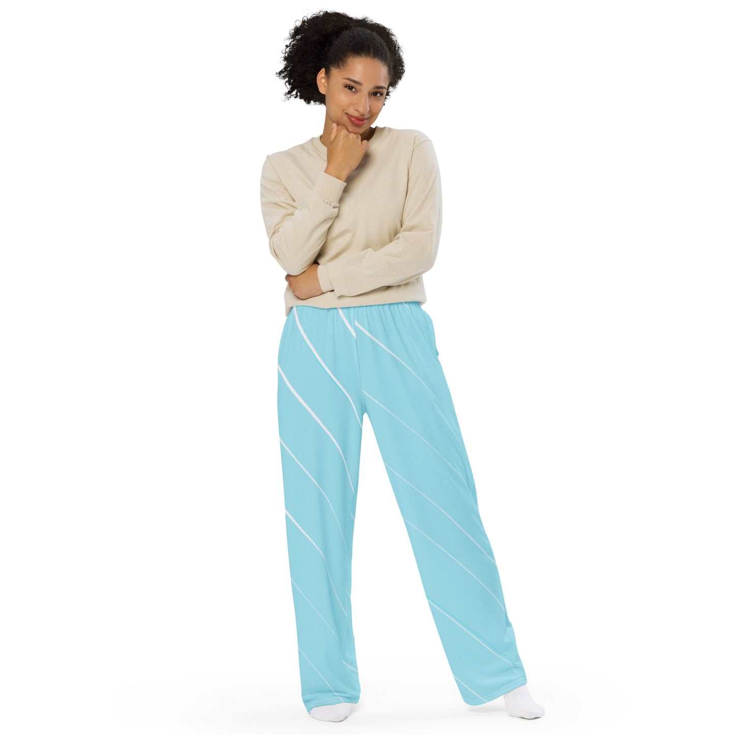 Blue unisex wide-leg pants