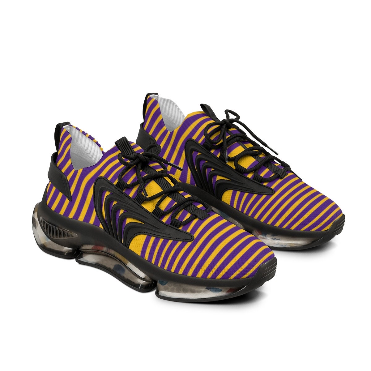 Purple and gold sneakers