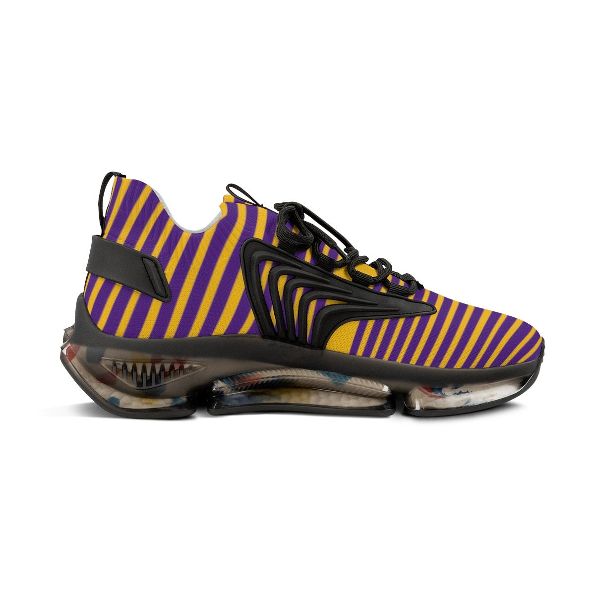 Purple and gold sneakers