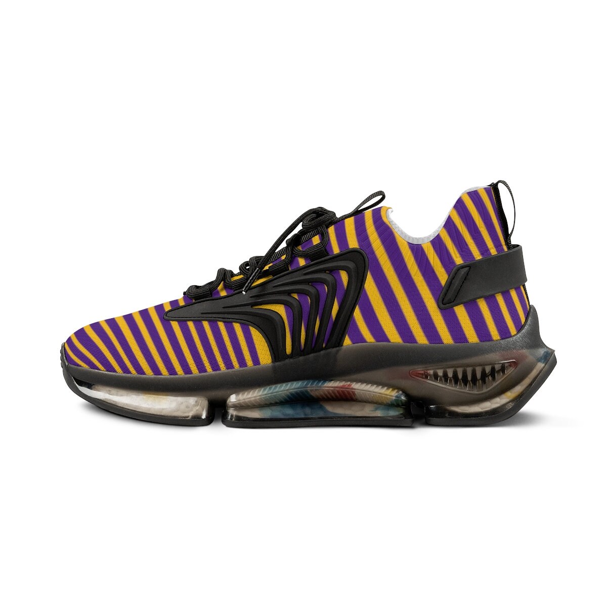 Purple and gold sneakers