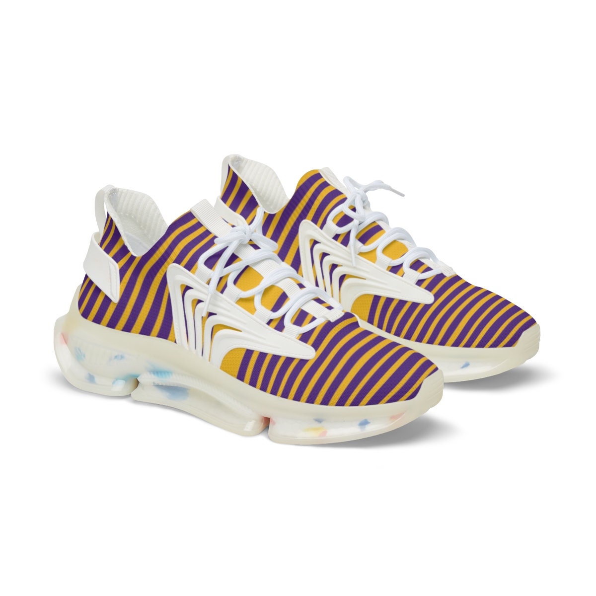 Purple and gold sneakers