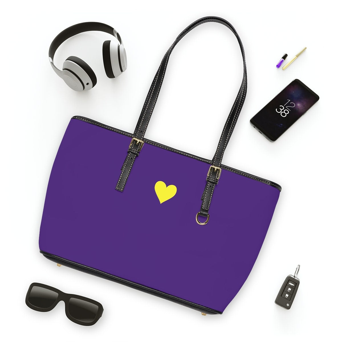 Purple Leather Shoulder Bag
