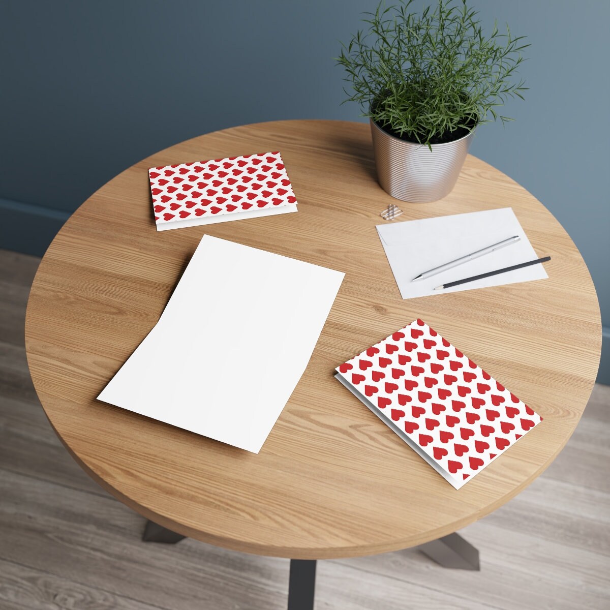 Folded Greeting Cards with Hearts