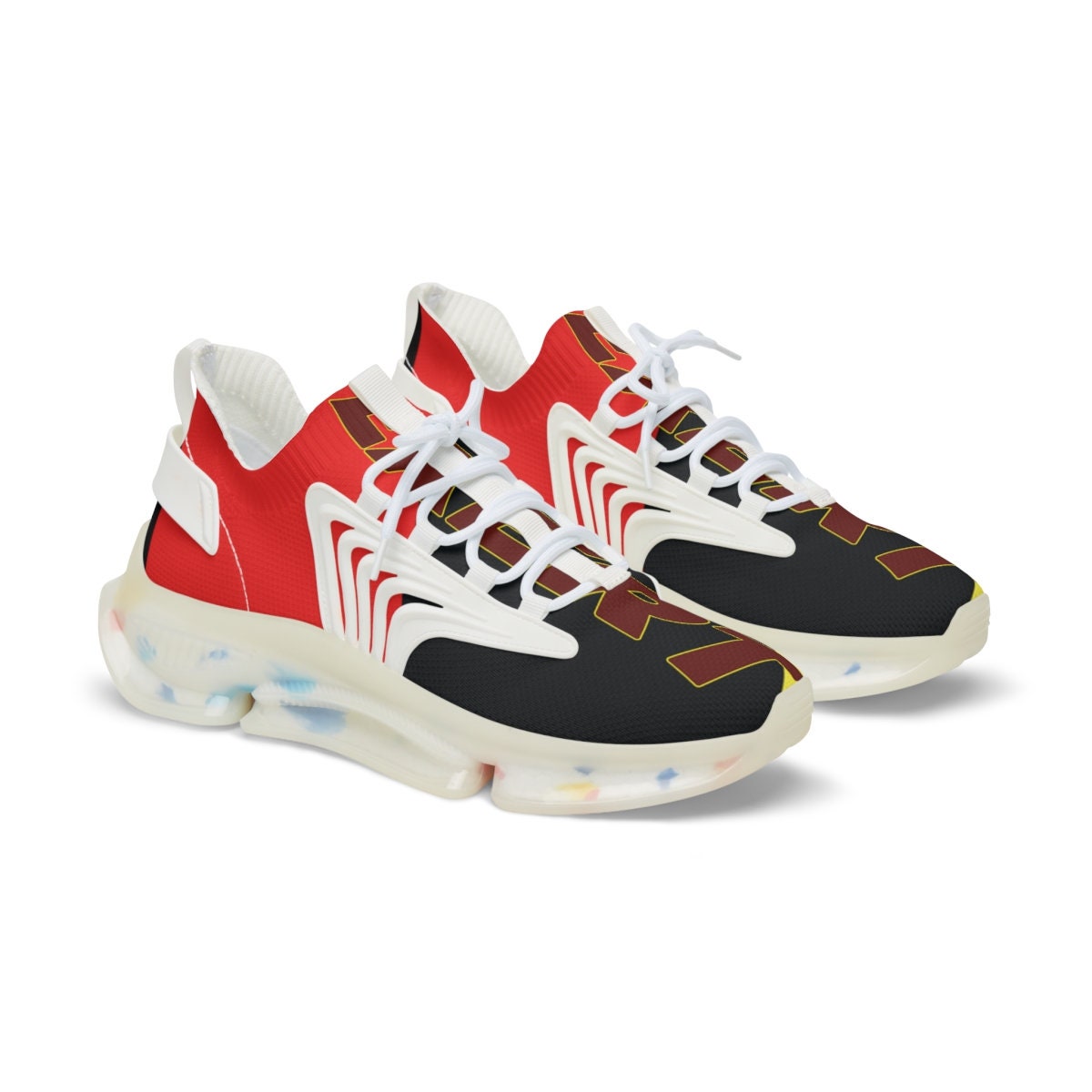 Men's Black and Red Sports Sneakers