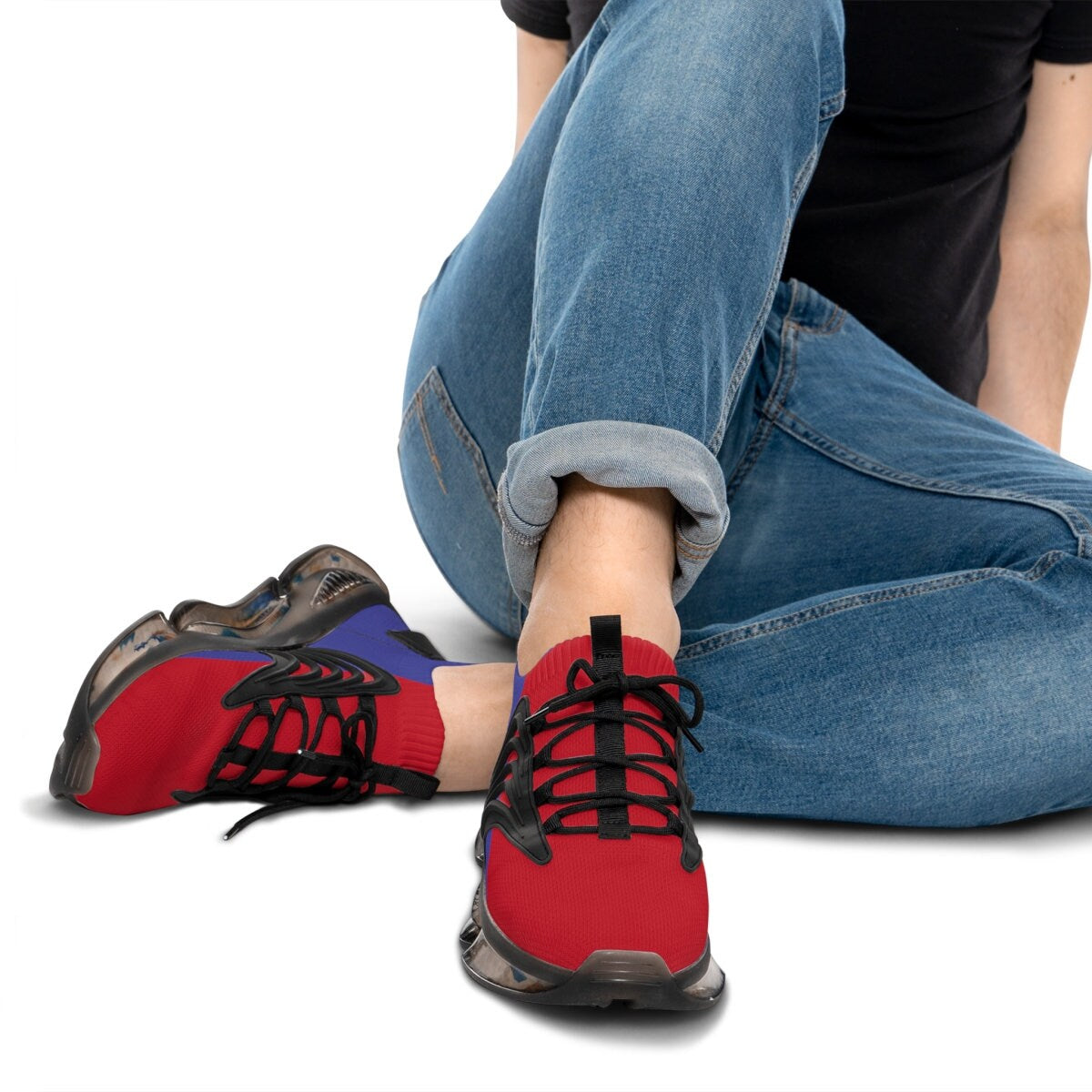 Men's Red and Blue Sports Sneakers