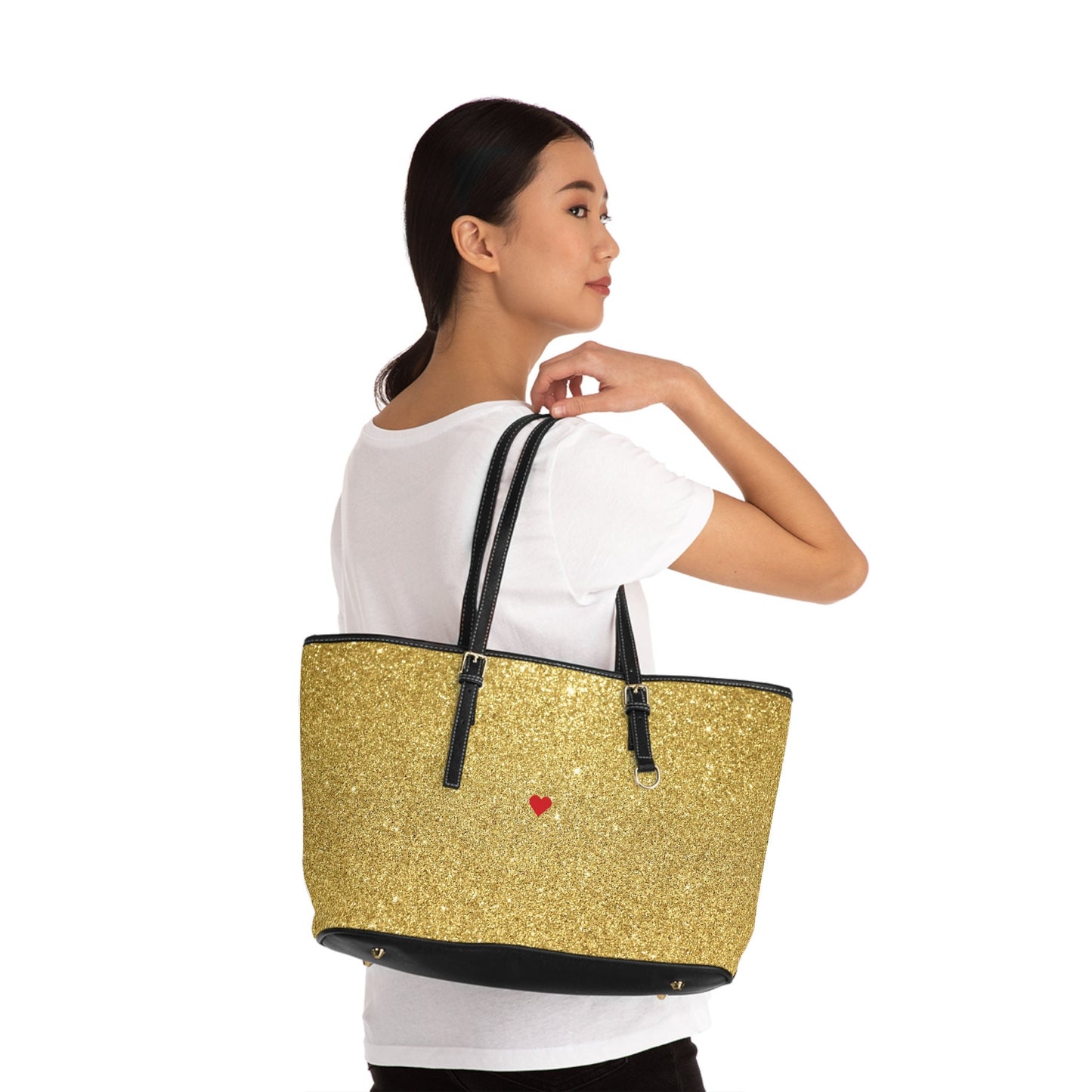 PU Leather Gold Colored Shoulder Bags